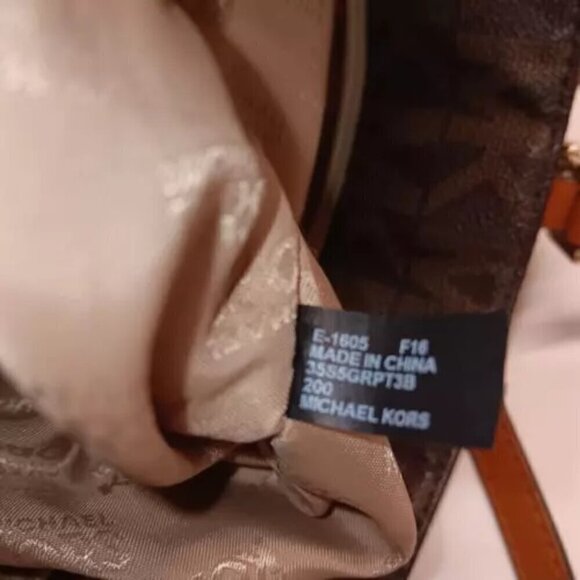 Michael Kors Handbag Brown Signature Harper Large Tote Logo Gold Chain East West - Picture 15 of 15